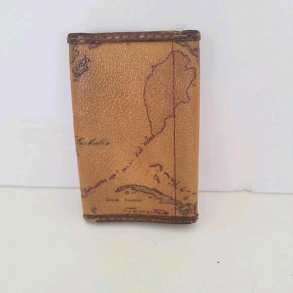 ALVIERO MARTINI 1° CLASSE Wallet Key Case Geo 6 hooks Holder Map Leather Italian - Picture 2 of 10